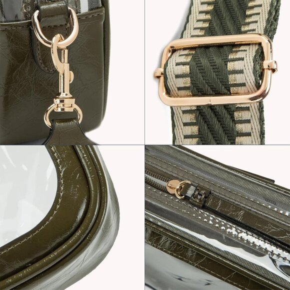 Stylish Clear Purse for Stadium Events - 9.8" x 2.7" x 6.3" - Midnight Green - Picture 4 of 7